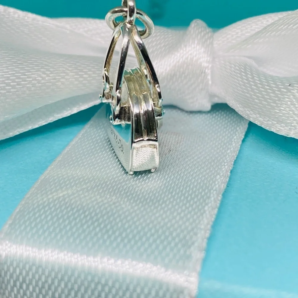 RARE Tiffany & Co. Blue Enamel Heart Purse Charm Pendant NEW w/ Box & Pouch 925 - Picture 3 of 7